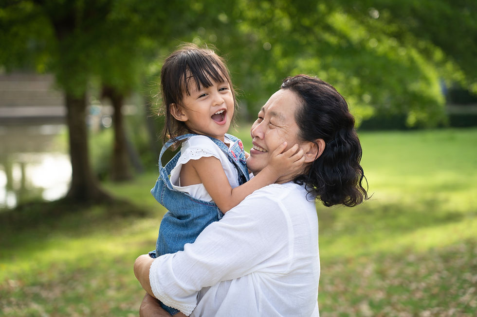 A grandmother and granddaughter