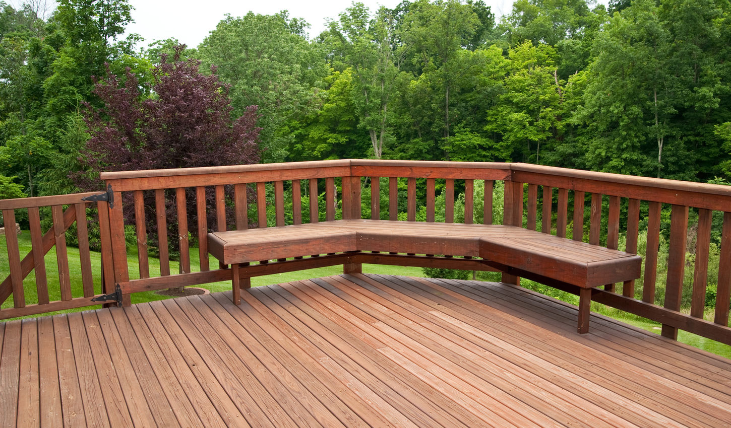 wooden decking with seating