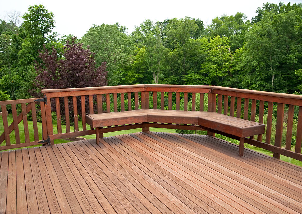 Redwood stained decking boards