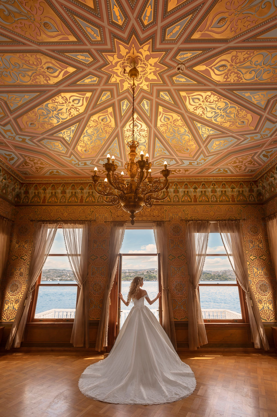 Bride in ornate hall