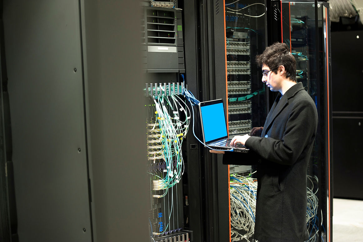 Modern interior of server room in datacenter