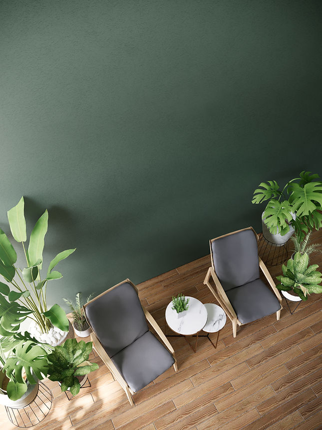 Sala de estar con plantas