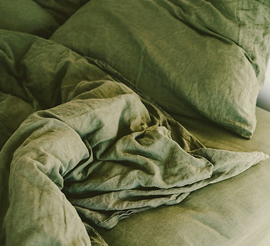Green bedding close-up