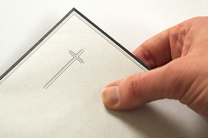 Invitation for a funeral with a cross shown