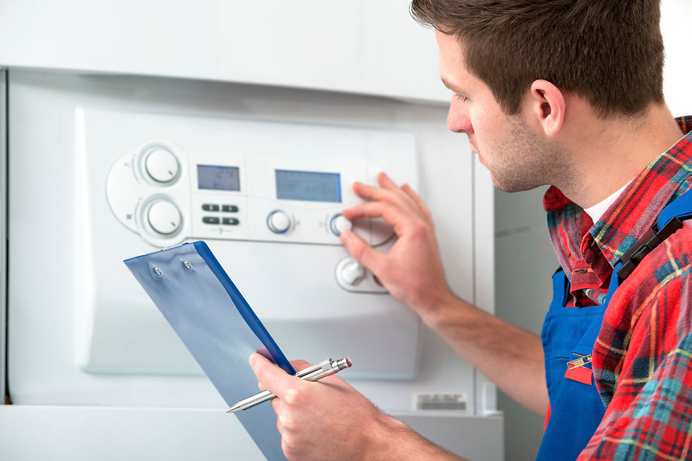 Technician servicing a boiler