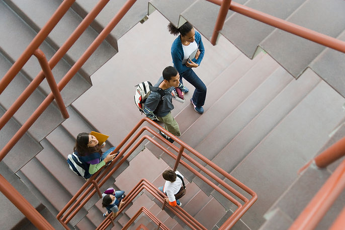 Students Walking Up Stairs