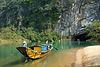 Tourist boats entering Phong Nha cave in Vietnam