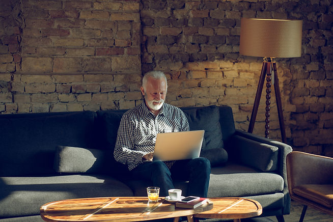 Senior Man Working from Home