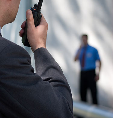 Security guards discussing mobile security