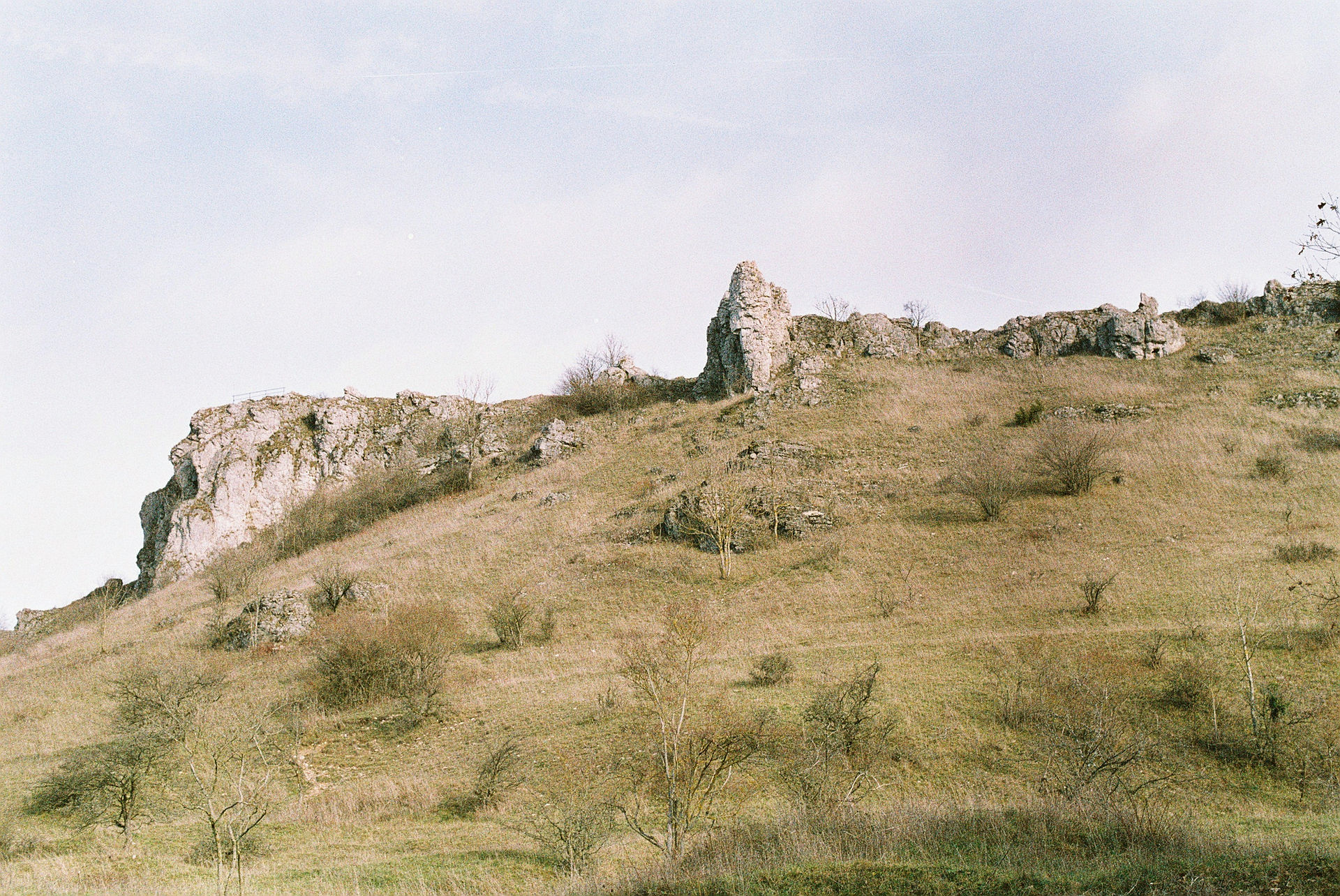 Rocky terrain and hiking trails on Mount Gilboa ridge Northern Israel.