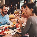 Friends eating