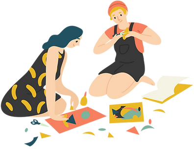 Two People Crafting