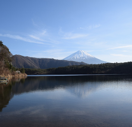 遠くに臨む富士山