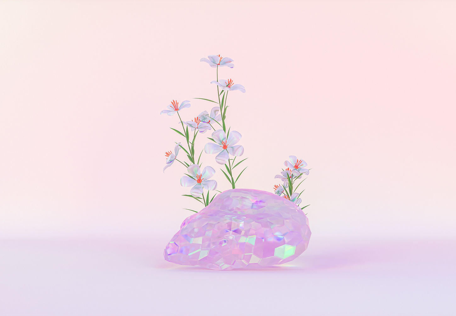 Gem Stone and Flowers