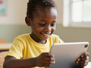 Child using tablet.
