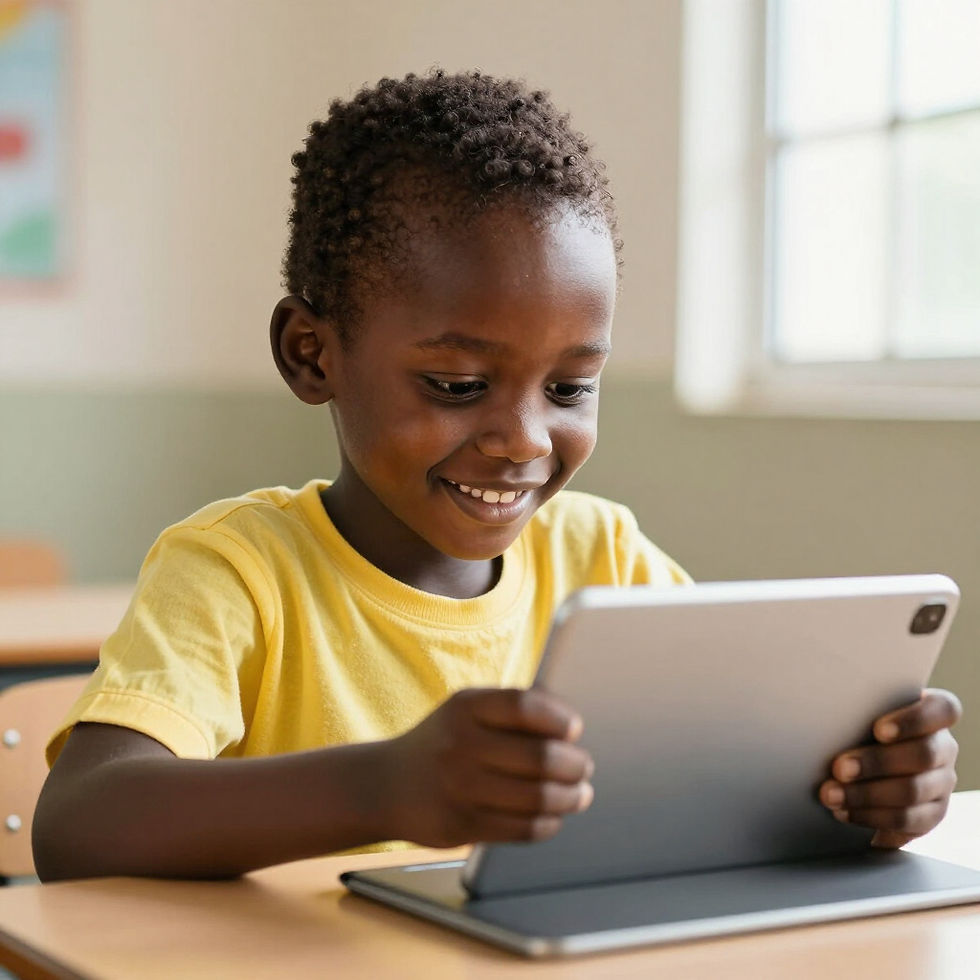 Child using tablet.