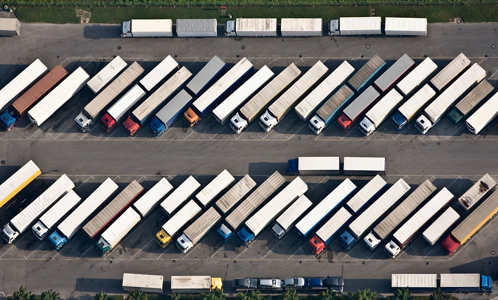 Aerial view of a truck parking