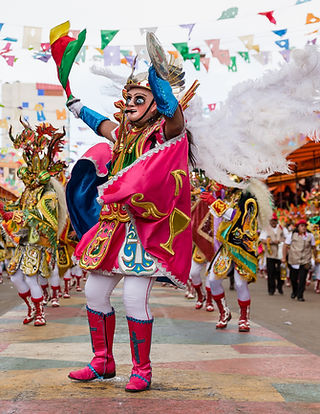 Street festival dancers in colonial Colombia