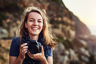 Glückliche Fotografin