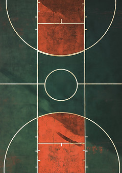 Vue de dessus d'un terrain de basket-ball