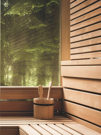 Forest-view sauna interior