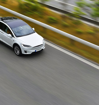 Electric Car on Highway