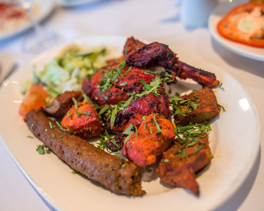close-up image of kebab platter