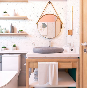 sunny tiles sink and bathroom space