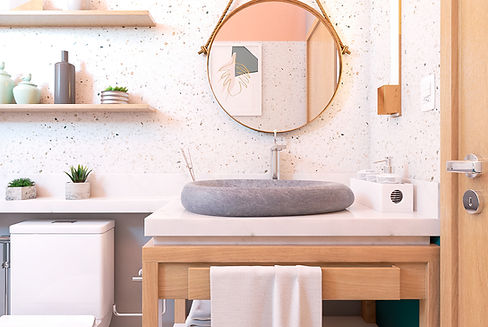 Luxury bathroom renovation with custom tilework