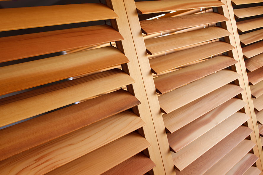Western Red Cedar Plantation Shutters in the open position