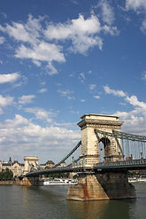 Chain bridge on Danube river Budapest