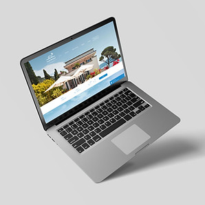 Computer portatile con spiegazione sui vantaggi di un sito web rispetto ai social media