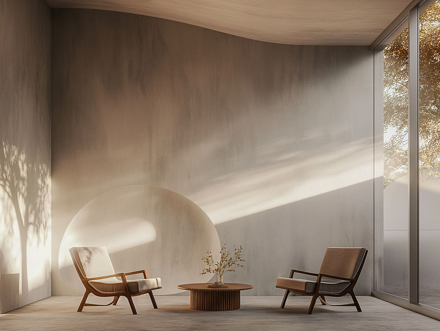 Interior minimalista com luz solar