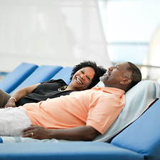 Relaxing on Pool Loungers