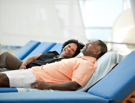 Couple relaxing on a cruiseship.
