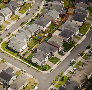 Aerial View of Suburban Street