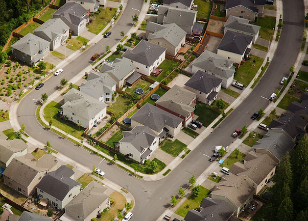 Aerial View of Suburban Street