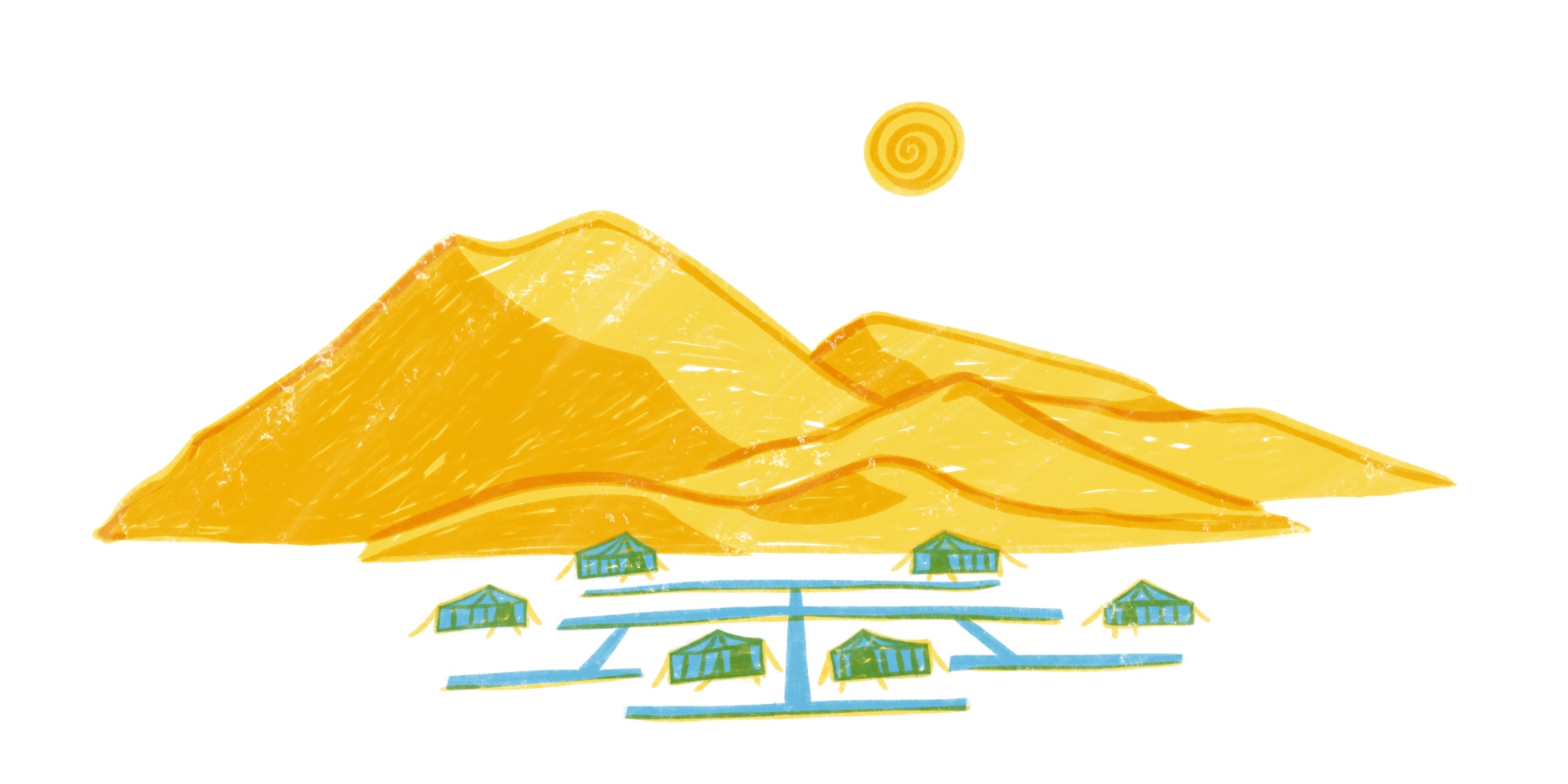 camping in erg chebbi morocco illustration