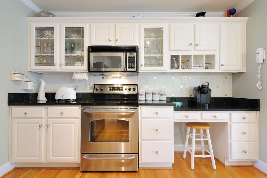 Kitchen cabinets n a modern home living room