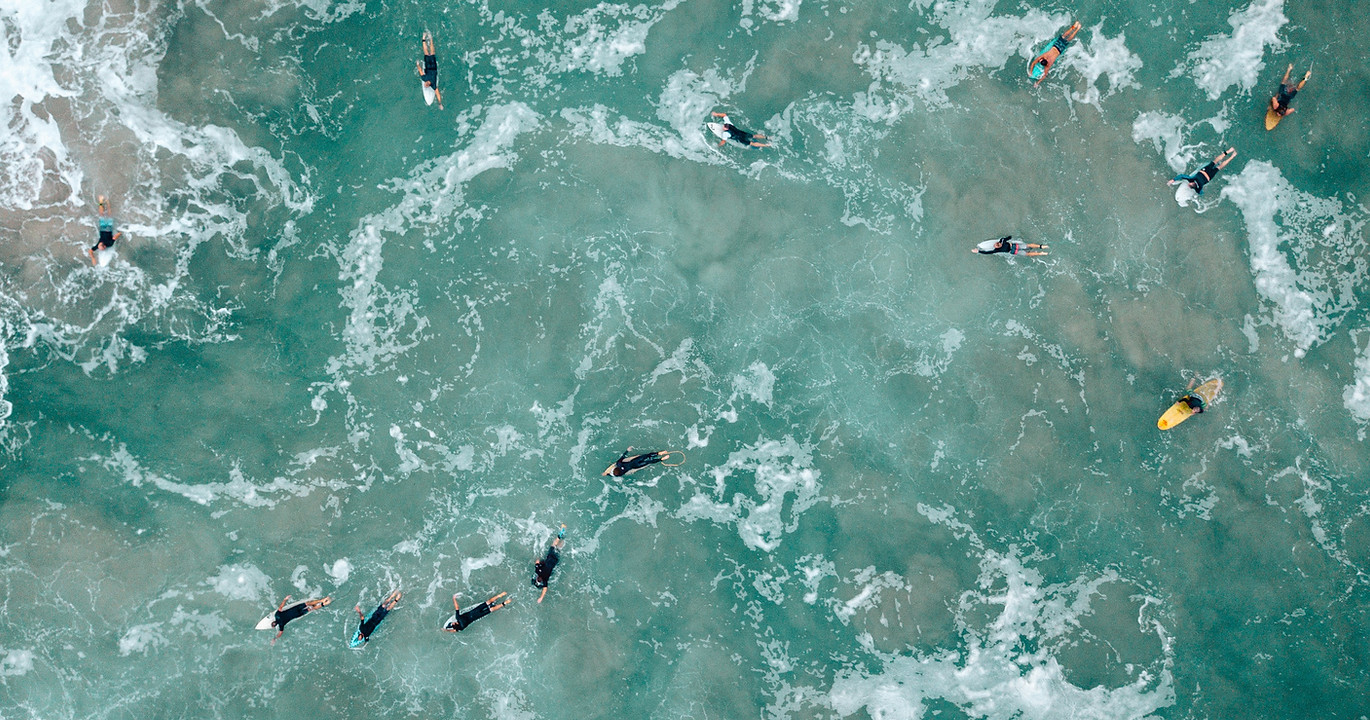Aerial View of Surfers