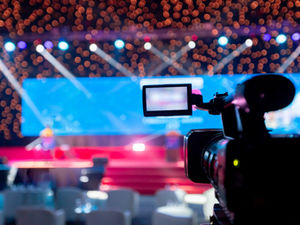 Video camera ready for the convention to begin.