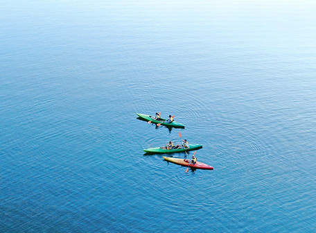 Aerial View of Kayaks