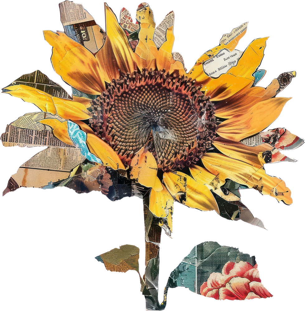 Collaged Sunflower Art