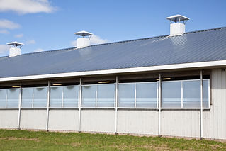 A commercial building with steel roofing