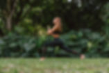 Yoga in the the lush garden