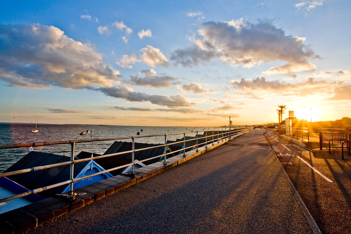 Sea front at sunset
