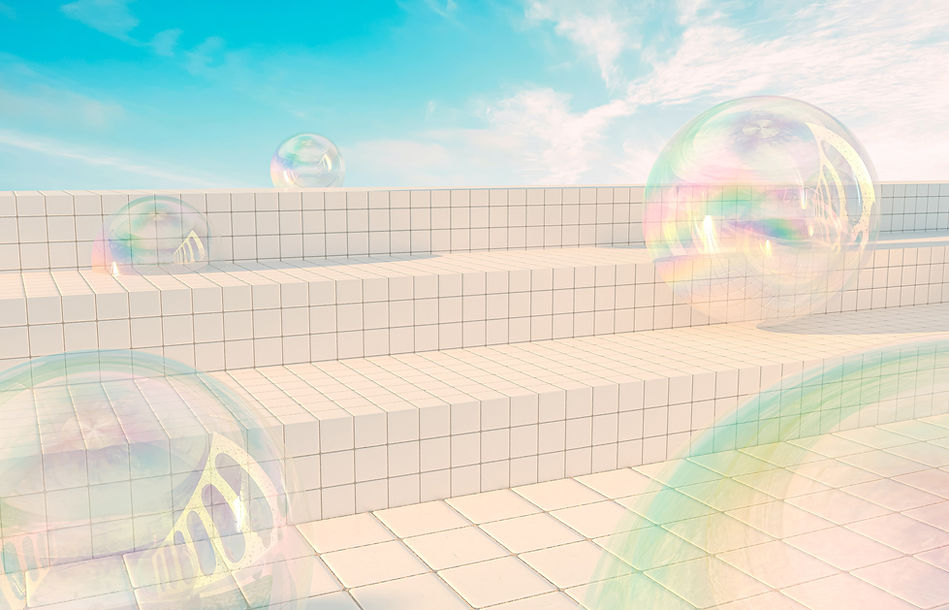 白いタイルと泡