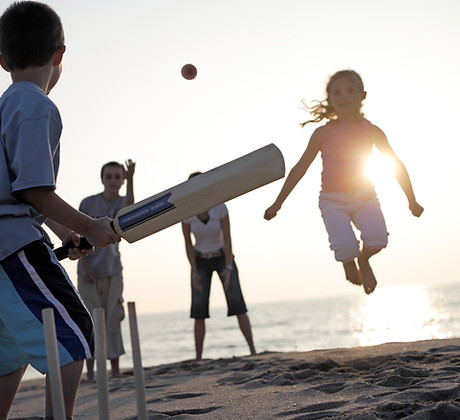 Family Playing Cricket
