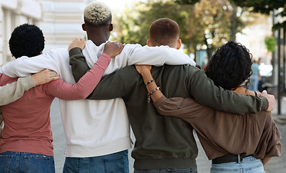 Diverse Group Hugging