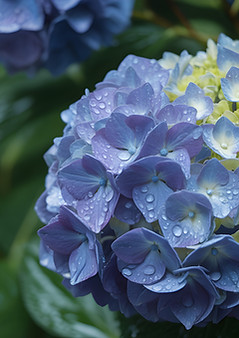 Blue Hydrangea Close-Up